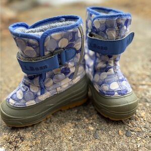 L.L. Bean Kids' Purple and White Dot Snow Boots